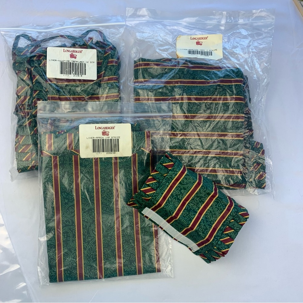 NEW LONGABERGER  1996 IMPERIAL STRIPE LINER Yuletide Treasures, Serving, Apron